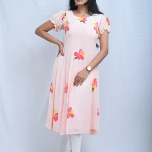 Flora Elegant Pastel Pink Floral Maxi Dress
