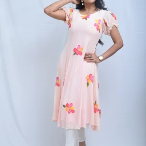 Flora Elegant Pastel Pink Floral Maxi Dress