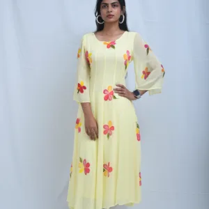 Flora Sunshine Yellow Floral Midi Dress