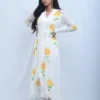 Flora White Floral Painted Asymmetrical Kurta