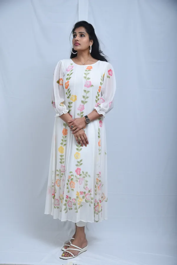 Flora White Floral Maxi Dress