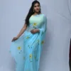 Serene Sky Blue Floral Saree